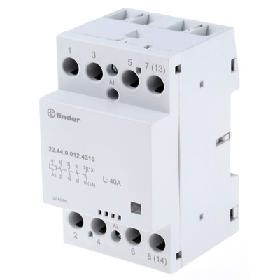 Finder 22 Series Series Contactor, 12 V ac/dc Coil, 4-Pole, 40 A