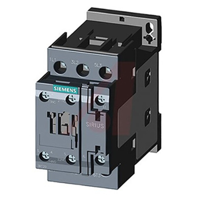 Siemens 3RT2 Series Contactor, 24 V ac Coil, 3-Pole, 12 A, 5.5 kW, 3NO, 400 V ac