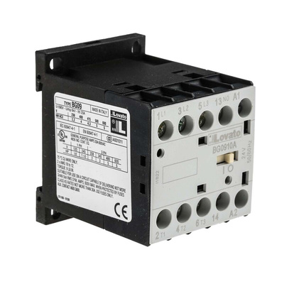 Lovato BG Series Contactor, 24 V ac Coil, 3-Pole, 9 A, 4 kW, 3NO + 1NO, 600 V ac