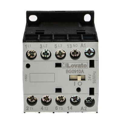 Lovato BG Series Contactor, 24 V ac Coil, 3-Pole, 9 A, 4 kW, 3NO + 1NO, 600 V ac
