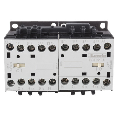 Lovato BG Series Reversing Contactor, 24 V ac Coil, 3-Pole, 9 A, 4 kW, 3NO + 1NO, 600 V ac