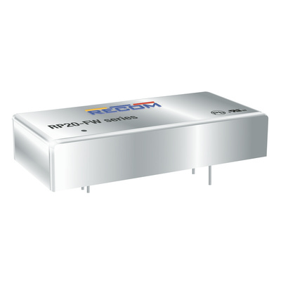 Recom RP20-FW DC-DC Converter, 12V dc/ 1.67A Output, 9 → 36 V dc Input, 20W, Through Hole, +105°C Max Temp -40°C