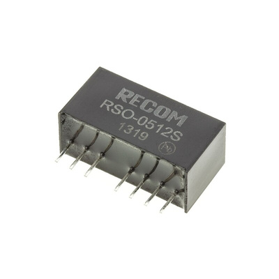 Recom RSO Isolated DC-DC Converter, 12V dc/ 83mA Output, 4.5 → 9 V dc Input, 1W, Through Hole, +85°C Max Temp