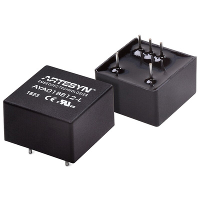 Artesyn Embedded Technologies AYA DC-DC Converter, ±12V dc/ ±125mA Output, 4.5 → 10 V dc Input, 3W, Through