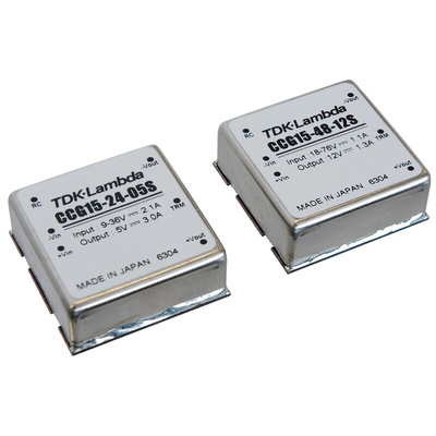 TDK-Lambda CCG15 DC-DC Converter, 5V dc/ 3A Output, 18 → 76 V dc Input, 15W, Through Hole, +85°C Max Temp -40°C