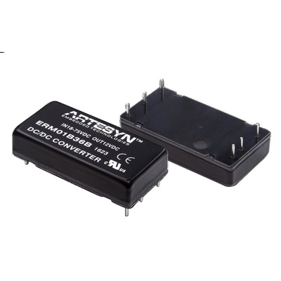 Artesyn ERM DC-DC Converter, 12V dc/ 1.67A Output, 18 → 75 V dc Input, 20W, Through Hole, +85°C Max Temp -40°C