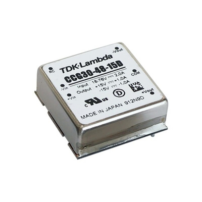 TDK-Lambda CCG30-24-xxD DC-DC Converter, ±15V dc/ 1A Output, 9 → 36 V dc Input, 30W, PCB Mount, +85°C Max Temp
