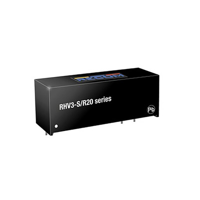 Recom RHV3 DC-DC Converter, 24V dc/ 250mA Output, 5 → 24 V dc Input, 3W, Through Hole, +85°C Max Temp -40°C Min