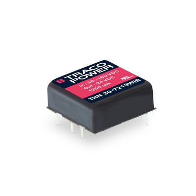 TRACOPOWER THN 30WIR Isolated DC-DC Converter, -12 → 12V dc/, 18 → 75 V dc Input, 30W, PCB Mount