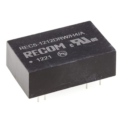 Recom REC5 DC-DC Converter, ±12V dc/ ±210mA Output, 9 → 18 V dc Input, 5W, Through Hole, +75°C Max Temp -25°C