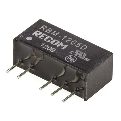 Recom RBM DC-DC Converter, ±5V dc/ ±100mA Output, 10.8 → 13.2 V dc Input, 1W, Through Hole, +85°C Max Temp -40°C