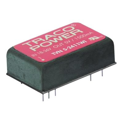 TRACOPOWER TVN 5WI DC-DC Converter, 3.3V dc/ 1.2A Output, 9 → 36 V dc Input, 5W, Through Hole, +85°C Max Temp