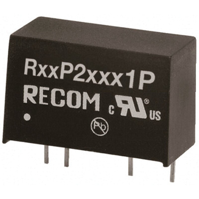 Recom R12P DC-DC Converter, ±5V dc/ ±200mA Output, 10.8 → 13.2 V dc Input, 2W, Through Hole, +90°C Max Temp