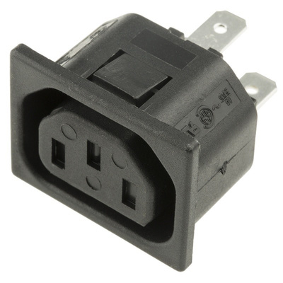 Bulgin C13 Snap-In IEC Connector Socket, 10A, 250 V ac