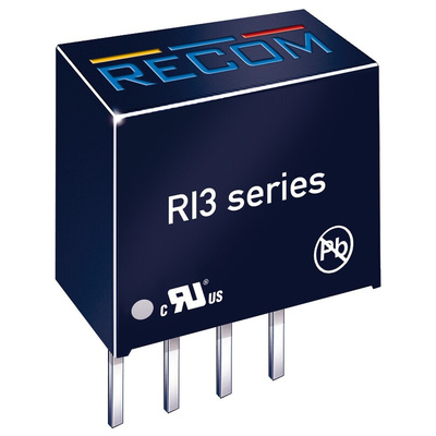 Recom RI3 DC-DC Converter, 15V dc/ 200mA Output, 24 V dc Input, 3W, Through Hole, +85°C Max Temp -40°C Min Temp