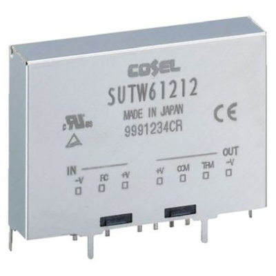 Cosel SUTW DC-DC Converter, ±24V dc/ 250mA Output, 36 → 76 V dc Input, 6W, PCB Mount, +85°C Max Temp -40°C Min