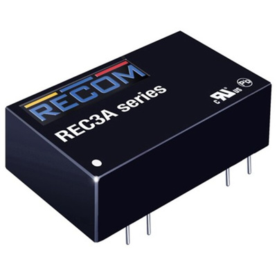 Recom REC3A DC-DC Converter, 5V dc/ 600mA Output, 18 → 36 V dc Input, 3W, Through Hole, +100°C Max Temp -40°C