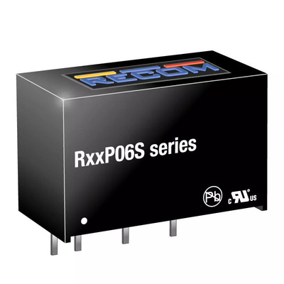Recom RxxP06S DC-DC Converter, 6V dc/ 167mA Output, 10.8 → 13.2 V dc Input, 1W, Through Hole, +90°C Max Temp