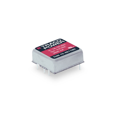 TRACOPOWER THN 15WI DC-DC Converter, ±15V dc/ ±500mA Output, 18 → 75 V dc Input, 15W, Through Hole, +85°C Max