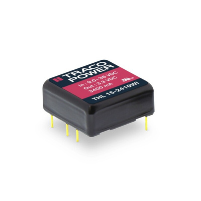 TRACOPOWER THL 15WI DC-DC Converter, ±12V dc/ ±625mA Output, 18 → 75 V dc Input, 15W, Through Hole, +70°C Max