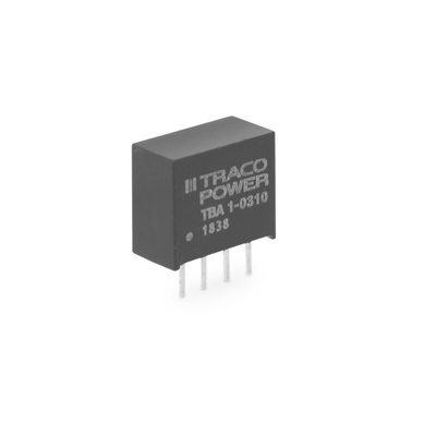 TRACOPOWER TBA 1 DC-DC Converter, 15V dc/ 65mA Output, 10.8 → 13.2 V dc Input, 1W, Through Hole, +85°C Max Temp