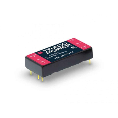 TRACOPOWER TEN 40 DC-DC Converter, 24V dc/ 1.6A Output, 36 → 75 V dc Input, 40W, Through Hole, +80°C Max Temp
