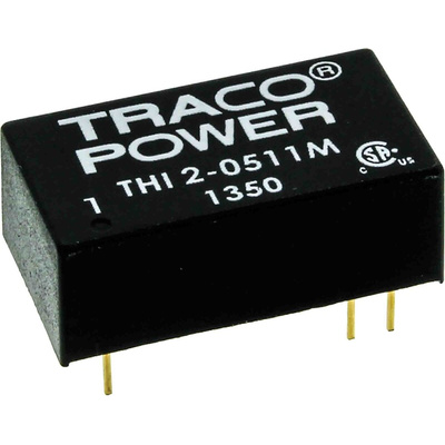 TRACOPOWER THI 2M DC-DC Converter, 5V dc/ 400mA Output, 4.5 → 5.5 V dc Input, 2W, Through Hole, +71°C Max Temp