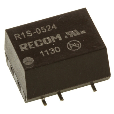 Recom R1S DC-DC Converter, 24V dc/ 42mA Output, 4.5 → 5.5 V dc Input, 1W, Surface Mount, +100°C Max Temp -40°C