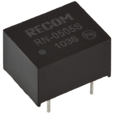 Recom RN DC-DC Converter, 5V dc/ 250mA Output, 2.97 → 3.63 V dc Input, 1.25W, Through Hole, +85°C Max Temp -40°C