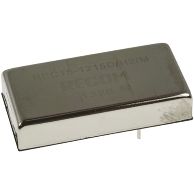 Recom REC15 DC-DC Converter, ±5V dc/ ±1.5A Output, 9 → 36 V dc Input, 15W, Through Hole, +65°C Max Temp -40°C