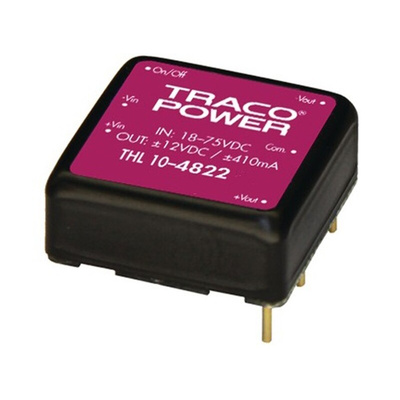 TRACOPOWER THL 10 DC-DC Converter, 12V dc/ 830mA Output, 36 → 75 V dc Input, 10W, Through Hole, +80°C Max Temp