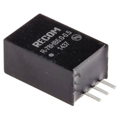 Recom Switching Regulator, Through Hole, 5V dc Output Voltage, 9 → 72V dc Input Voltage, 500mA Output Current, 1