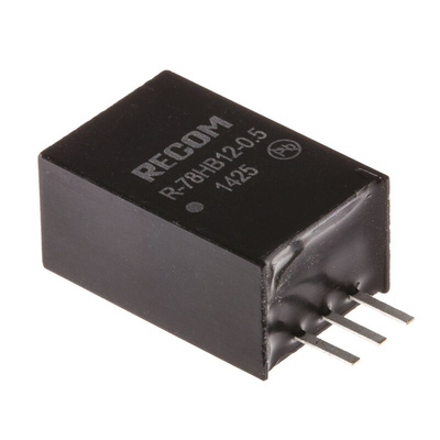 Recom Switching Regulator, Through Hole, 12V dc Output Voltage, 17 → 72V dc Input Voltage, 500mA Output Current,