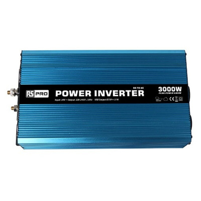 RS PRO Pure Sine Wave 3000W Power Inverter, 24V Input, 230V Output