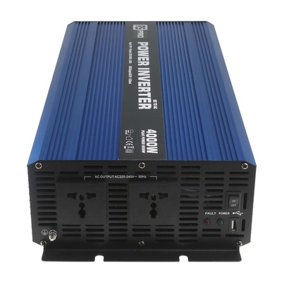 RS PRO Pure Sine Wave 4000W Power Inverter, 12V Input, 230V Output