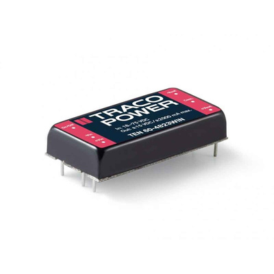 TRACOPOWER TEN 60WIN DC-DC Converter, ±15V dc/ 2A Output, 18 → 75 V dc Input, 60W, Through Hole, +85°C Max Temp
