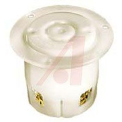 Receptacle, Flanged; 20 A; 480 VAC; L16-20R; White; Steel-Nickel Plated; Brass