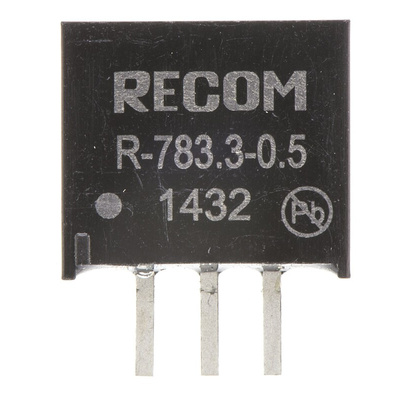 Recom Switching Regulator, Through Hole, 3.3V dc Output Voltage, 4.75 → 32V dc Input Voltage, 500mA Output