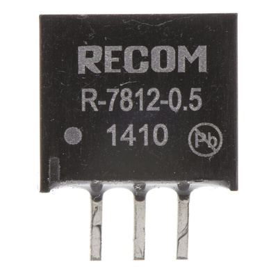 Recom Switching Regulator, Through Hole, 12V dc Output Voltage, 15 → 32V dc Input Voltage, 500mA Output Current,