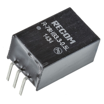 Recom Switching Regulator, Through Hole, 3.3V dc Output Voltage, 9 → 72V dc Input Voltage, 500mA Output Current,