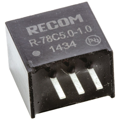Recom Switching Regulator, Through Hole, 5V dc Output Voltage, 8 → 42V dc Input Voltage, 1A Output Current, 1