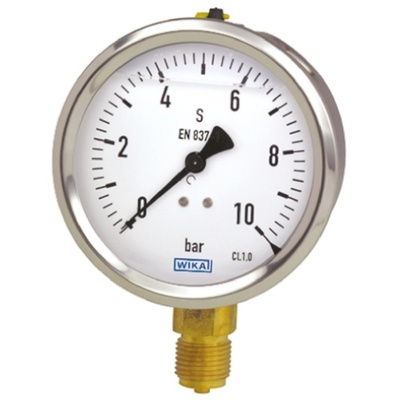 WIKA 9626943 Analogue Positive Pressure Gauge Bottom Entry 160bar, Connection Size G 1/4