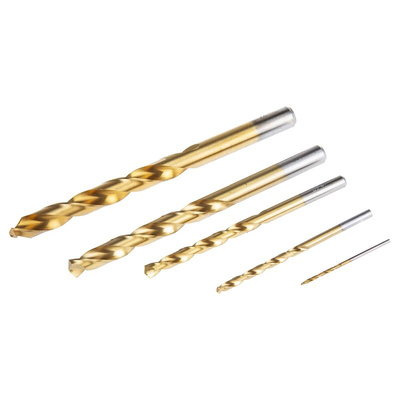 RS PRO 170-Piece Twist Drill Bit Set for Metal, 10mm Max, 1mm Min, HSS Titanium Coated Bits