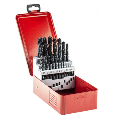 RS PRO 25-Piece Twist Drill Bit Set for Metal, 13mm Max, 1mm Min, HSS Bits