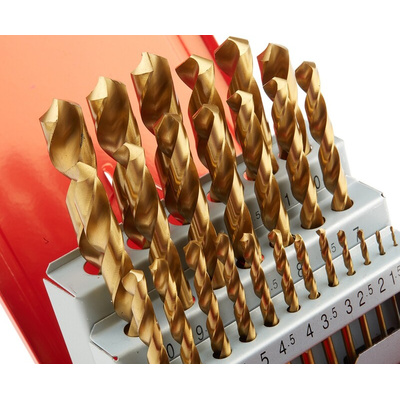 RS PRO 25-Piece Twist Drill Bit Set for Metal, 13mm Max, 1mm Min, HSS-G Bits