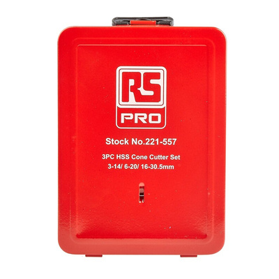 RS PRO 3-Piece Cone Cutter Set for Metal, 30mm Max, 3mm Min, HSS Bits