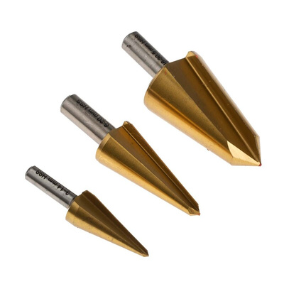 RS PRO 3-Piece Step Drill Bit Set for Metal, 30in Max, 3mm Min, HSS Bits