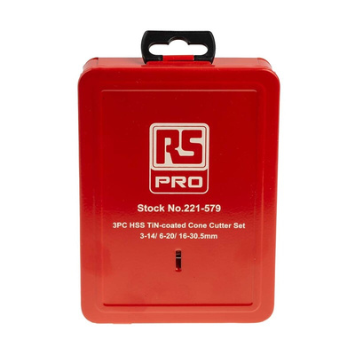 RS PRO 3-Piece Step Drill Bit Set for Metal, 30in Max, 3mm Min, HSS Bits