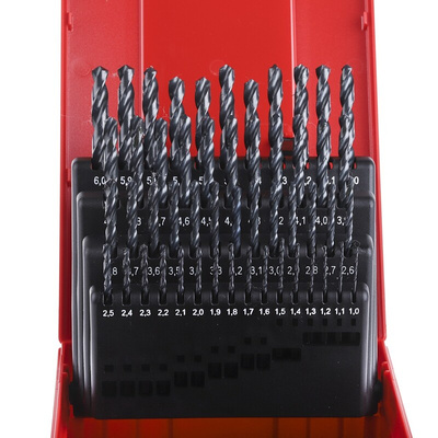 Dormer 51-Piece Twist Drill Bit Set for Multi-Material, 6mm Max, 1mm Min, HSS Bits