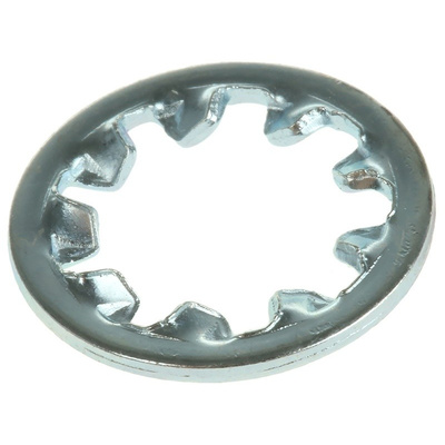 Bright Zinc Plated Steel Internal Tooth Shakeproof Washer, M8